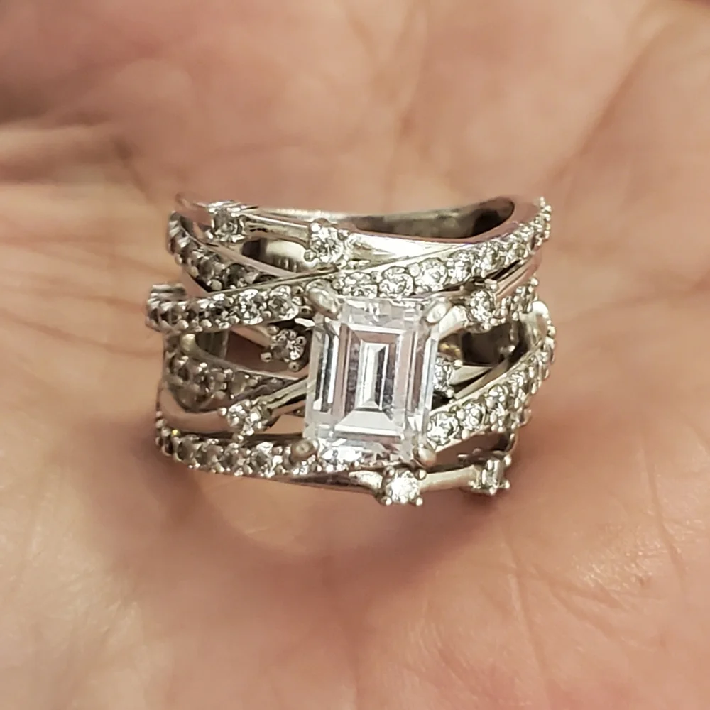 Sterling Silver Diamond Cz Ring